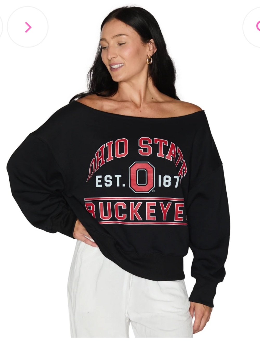 LOJO Ohio State Buckeyes off-shoulder cotton sweatshirt black super cute! S